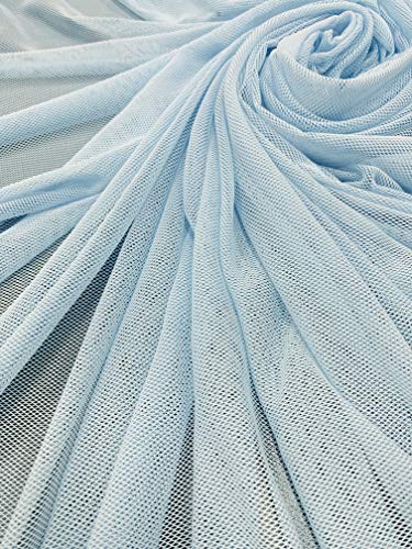 Nylon Fishnet Mesh Small Hole 2 Ways Stretch See Through Fabric-by The Yard (Baby Blue)