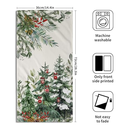 Christmas-Tree-Hand-Towels-Set-of-2-14×28-in-Winter-Forest-Pine-Cones-Picks-Bells-Absorbent-Quick-Drying-Kitchen-Tea-Towel-Washcloths-for-Bathroom-Hotel-Holiday-Seasonal-Decor Christmas Tree Hand Towels Set of 2 14×28 in Winter Forest Pine Cones Picks Bells Absorbent Quick Drying Kitchen Tea Towel Washcloths for Bathroom Hotel Holiday Seasonal Decor