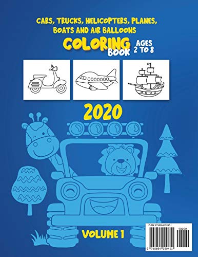 Cars, Trucks, Helicopters, Planes, Boats And Air Balloons Coloring Book Volume 1: Coloring Book For Kids Ages 2 to 8 For Kids & Toddlers Activity Books For Kindergarten, Preschooler, Boys, Girls image 4