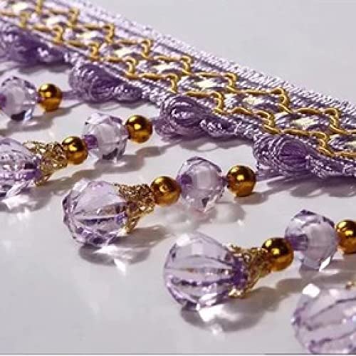 12 Yards Curtain Trim Hanging Crystal Beads Tassel Fringe Lampshades Decorative Braid Trim Home Decor Sewing Crafts #TOP5