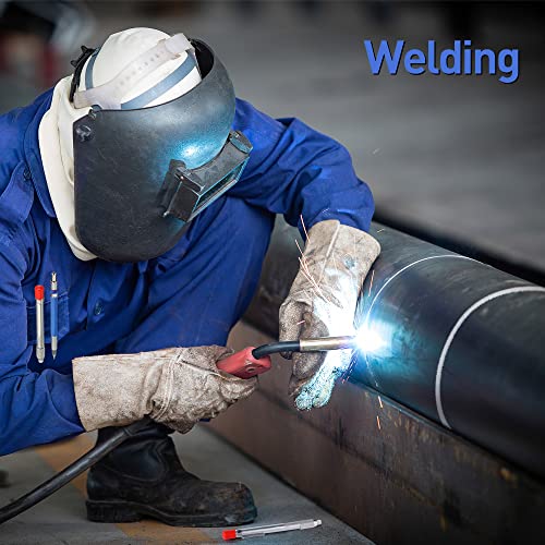 Carpenter Pencils Set, 1 Welders Pencil With 12 Pcs Round Silver Refills And Built In Sharpener, 1 Removable Soapstone Markers With 2 Pcs Refills, Metal Marking Welding Pencils For Construction #TOP6