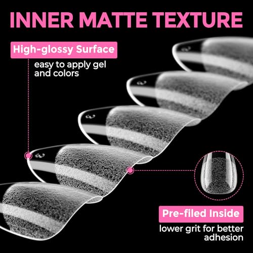 Image of UNA GELLA Short Almond Round Fake Nails 216pcs Almond Press on Nails Pre-shape Oval Gel Nail Tips for Full Cover Acrylic Short Round Nails For Nails tips Extension 12 Sizes