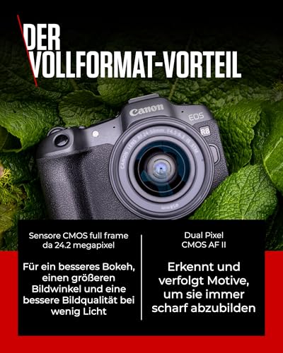 Canon EOS R8 Systemkamera + RF 24-50mm F4.5-6.3 is STM Objektiv - Spiegellose Vollformat Kamera (Digitalkamera mit Autofokus und Motiverkennung für Augen Tiere Fahrzeuge, 4k Videokamera, WiFi) – Bild 4