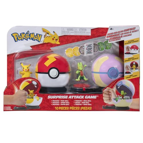 Pokémon Bandai Poké Ball Ataque Sorpresa Pikachu vs Arcko – Juego de Lucha – 2 Bolas con Sonido y 6 Discos de Ataque – Licencia Oficial – Juguete de Ataque JW3165