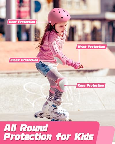 Kids Bike Helmet Set, Adjustable Helmet for Ages 2-3-5-8-14