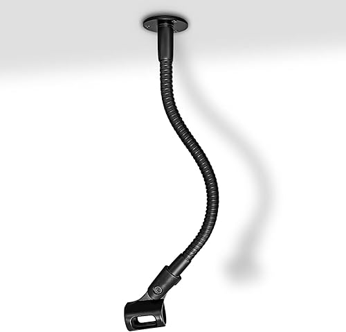 Soporte para micrófono soporte de micrófono de escritorio flexible de cuello de cisne de 13 pulgadas con base de montaje de brida para atril,