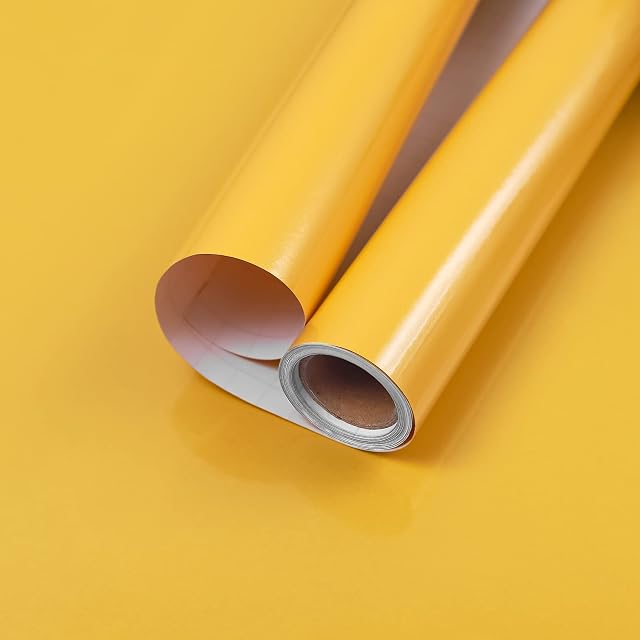 Self Adhesive Wallpaper Glitter Yellow 30cmx3m Sticky Back Plastic Roll Waterproof PVC Vinyl Film Decorative for Countertop Bedroom Chicken DIY Peel and Stick Furniture Sticker