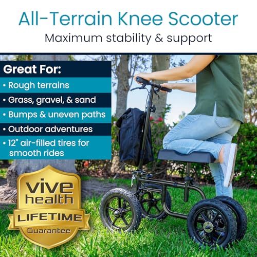 Image of Vive Mobility All Terrain Knee Scooter Walker for Foot Injuries - Adult