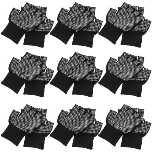 Guantes de trabajo de medio dedo en nailon para precisión industrial y electrónica (15 pares)