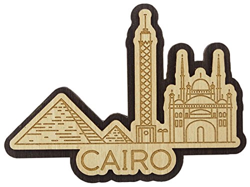 Printtoo Souvenir Wooden Engraved Cairo Egypt Monuments Fridge Magnet Gift Collectibles