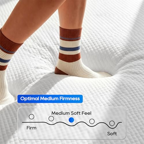 Image of FDW | 5 Inch Queen Mattress | Medium Firm | Gel Memory Foam Mattress | White | Bed in a Box, CertiPUR-US Certified | Pressure Relief, Cooling Ventilated Foam | Washable Removable Cover