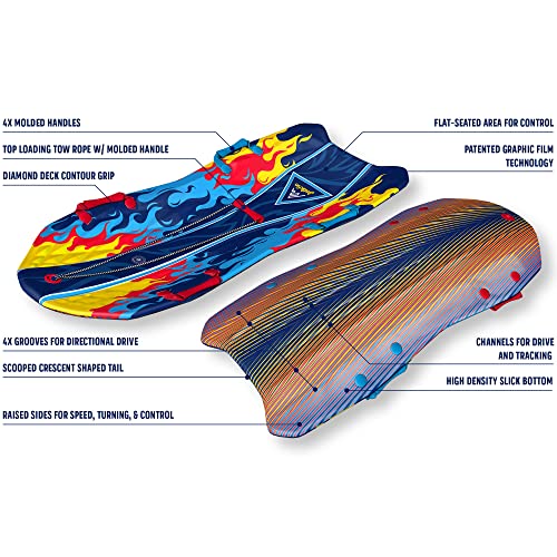 Artikfun Viperrari Premium Foam Snow Sled With Sound Effect 2-Pack | Includes Motion Activated Sound Effect | Tow Rope And Handles | 50In-127Cm Design Length | Blue Burns #TOP5