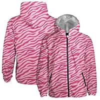 Tiger Pattern Pink Color Rain Jacket Women Men, Water Resistant Lightweight Hooded Athletic Running Windbreaker Jacket Size 5XL, Outdoor Coat Lightweight Windbreaker Jackets Full Zip Casual Coats