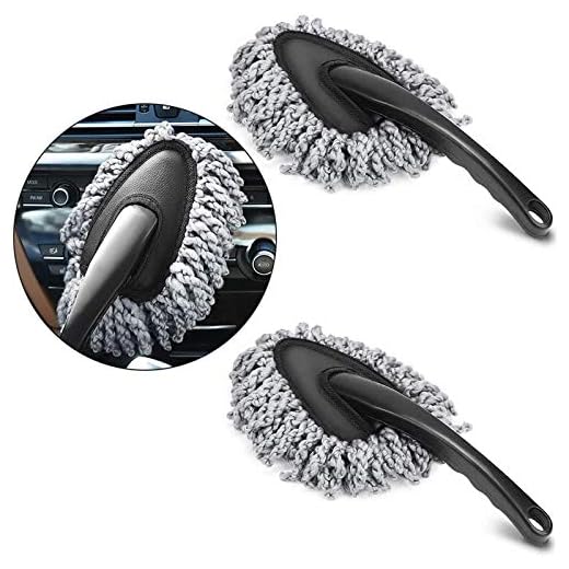 Multi-Functional Car Dash Duster 2 Pack Microfiber Car Duster Interior & Exterior Cleaning Dirt Dust Clean Brush Dusting Tool Mop for Car Motorcycle Automotive Dashboard Air Vents