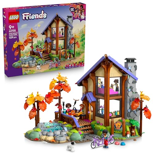 LEGO Friends Baita nella Foresta Autunnale - Miniatura da Costruire di Casa Giocattolo con 4 Mini Bamboline, 2 Animali Domestici e Accessori - Regalo di Compleanno per Bambine da 9 Anni in su - 42705