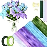 Vinitoy 400 Stück Pfeifenreiniger Blumen, 30cm Chenilledraht Pfeifenputzer zum basteln für Blumenstrauß DIY Basteln, Violett