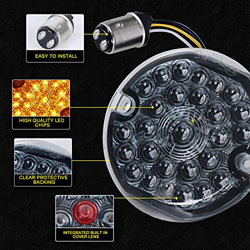 Image of REALOVE 3-1 /4 Inch Front Led Turn Signal 1157 Double Base Amber Lamp Compatible with aley Motorcycle Road Glide Road King Softail Ultra Classic Ultra Limited Electra Glide