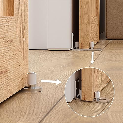 Wolfbird Adjustable Floor Guide Sliding Barn Door Wall/Door Bottom Guide Stainless Steel Style(2PCS, Silver, C-Style (2PCS) - Image 2