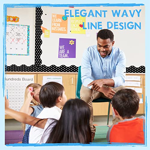 Image of 60 Feet Bulletin Board Borders, Scalloped Rolled Border Trim Decoration Bulletin Boards, Walls, Desks, Windows, Doors for School, Classroom & Offices