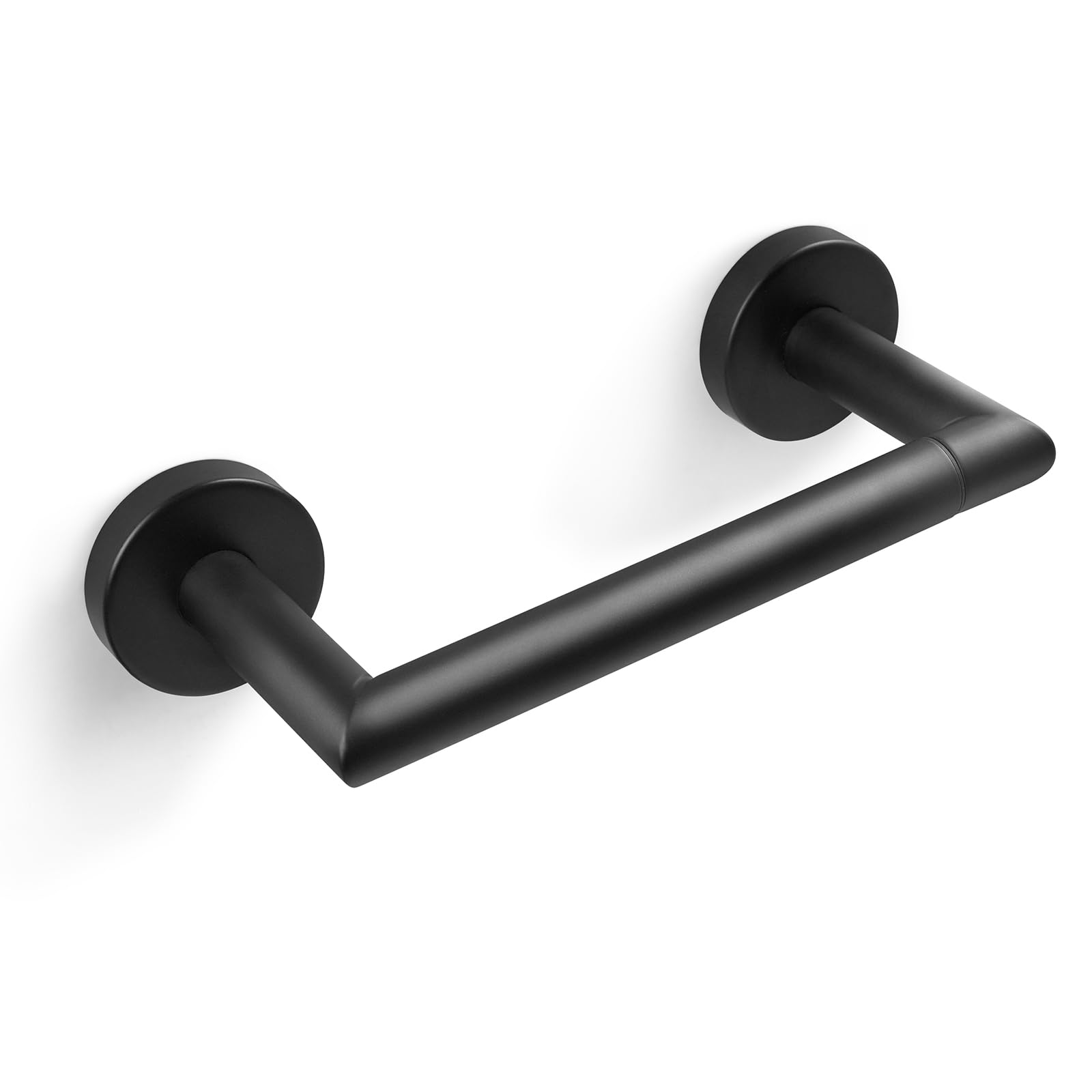 JunSunMatte Black Toilet Paper Holder Wall Mount Pivoting Toilet Paper Roll Holder Black Toilet Paper Holder Stainless Steel Modern TP Holder Black Matte Bathroom Tissue Holder Large Mega Roll Holder