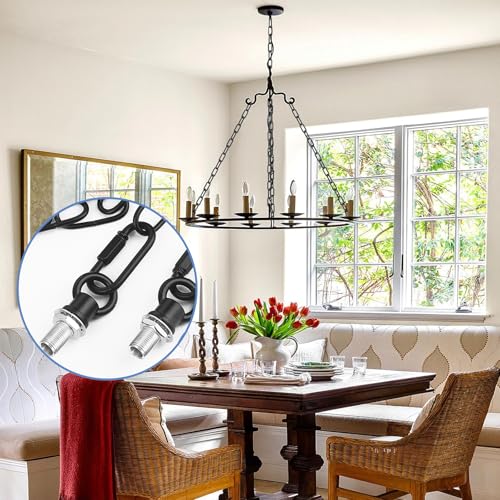Image of garini 50 Feet Industrial Black Light Fixture Chain, Adjustable Metal Pendant Chandelier Chain Extension with Detachable Link, Maximum Load is 66 Pounds