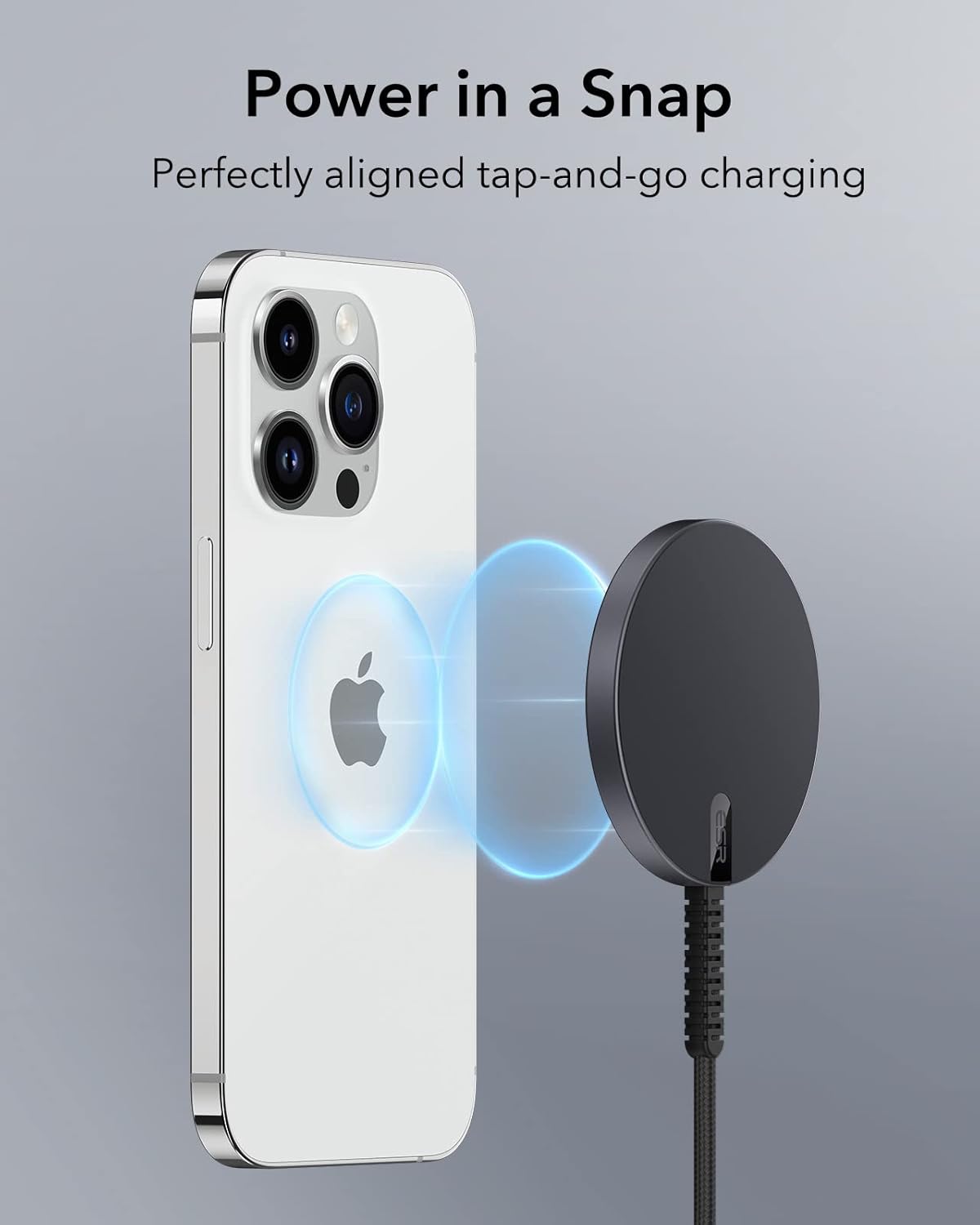 ESR HaloLock Mini Wireless Charger, MagSafe-Compatible Charger Compatible with iPhone 15/14/14 Plus/14 Pro/14 Pro Max/13/12 Series