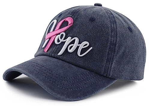 Women's Breast Cancer Awareness Hope Hats, Pink Ribbons Strength Courage Inspiring Adjustable Cotton Baseball Cap3