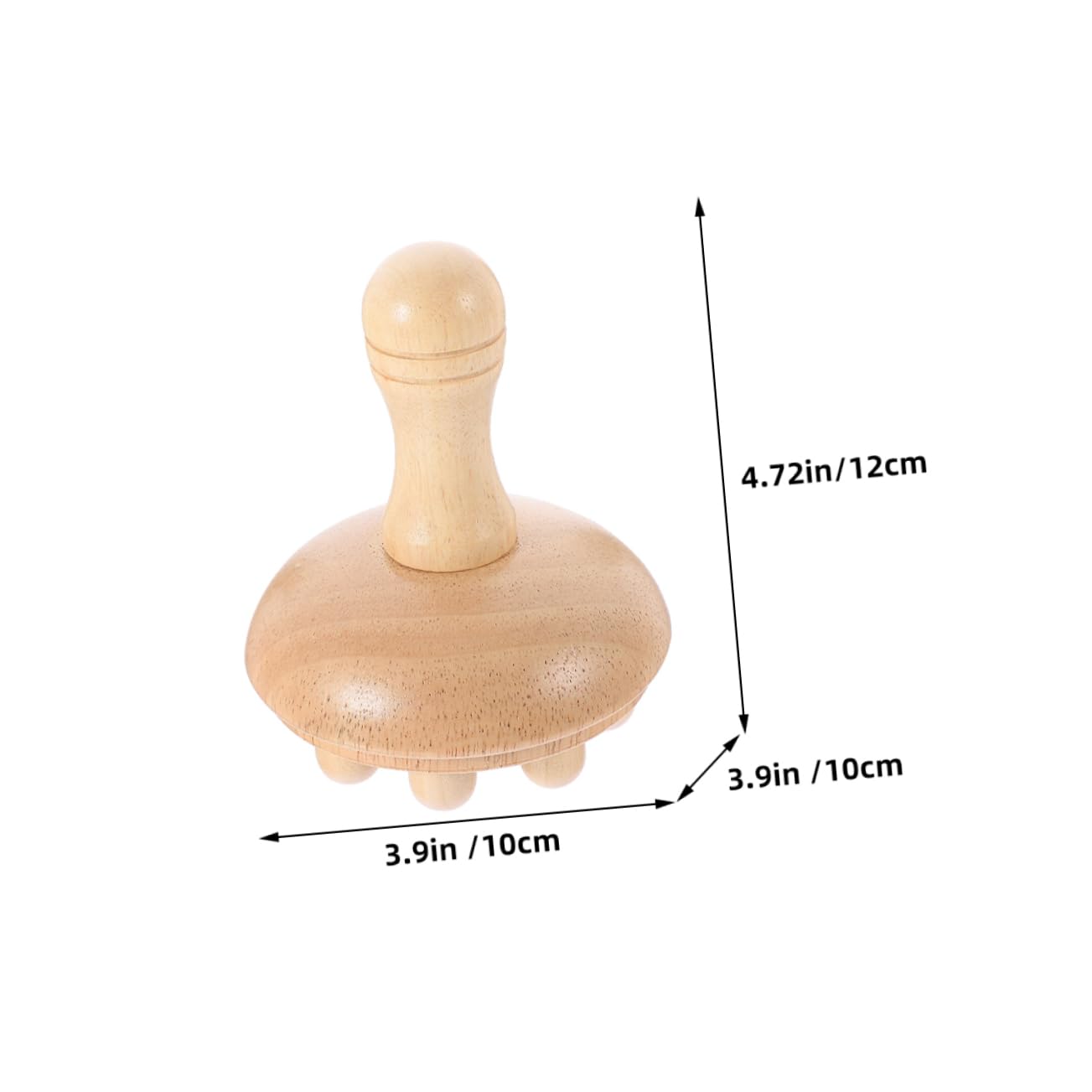 2 Stück Kopfhautmassagekamm aus Gummibaumholz, Rund, Beige