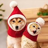 Youchicnow 犬 クリスマス 服 猫 コスプレ 衣装 サンタ 被り物 スヌード 大型犬 小型犬 帽子 防寒 保温 秋冬服 二足歩行 可愛い ペット用品 仮装 コスチューム 寒い日の防寒対策 お正月のコスプレ用 ウサギのクリスマス衣装 大サイズ Merry Christmas Pet Hat and Scarf for Dog Cat Rabbit (Medium)
