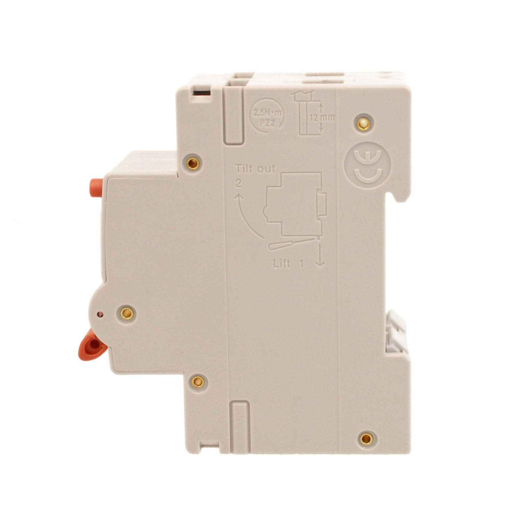 Interrupteur différentiel magnétothermique type A 32 A C32, bipolaire 2P vrai (NO 1P+N), courbe C 6 kA 30 mA, double levier avec diagnostic visuel, 2 modules DIN, série PL8M2