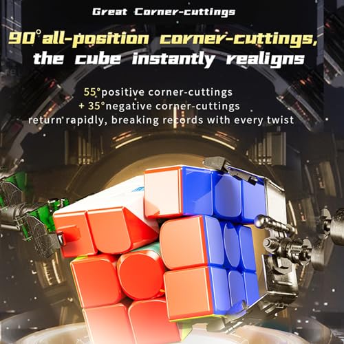 Image of Moyu RS3M V5 2023 Ball Core UV Coated 3x3 Speed Cube with Robot-Shape Display Box, 3x3 Puzzle Cube Stickerless RS3M V5 MagLev Master Cube (MagLev+Ball-Core Magic Clothes)