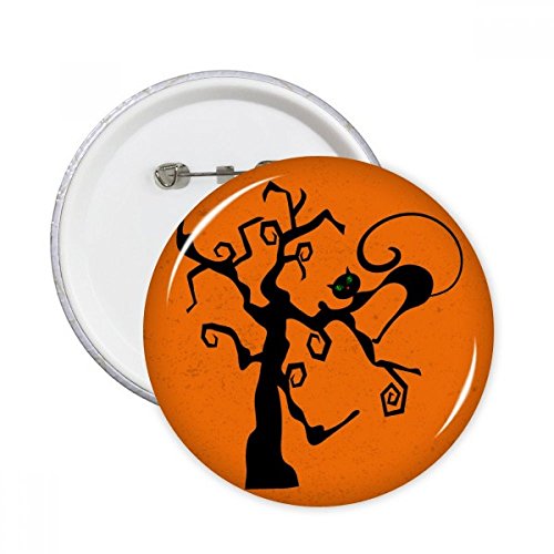 Pins orange rond arbre à chat Halloween pour personnaliser vos vestes et sacs de fête