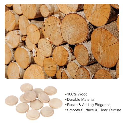 Image of uxcell 12Pcs Wood Button Plugs, 25mm /0.98 inch Hardwood Screw Hole Plug Mushroom Wooden Caps Buttons Wood Plug for Furniture Woodworking Craft Decor (30mm x 25mm)