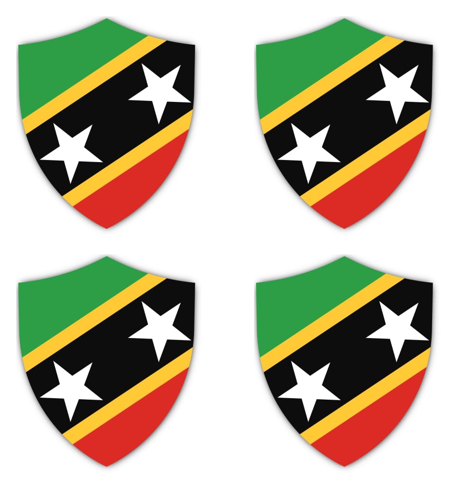 Havati 4 X 150Mm St Kitts And Nevis Flag Sign Stickers For Car, Laptop, Suitcase And More