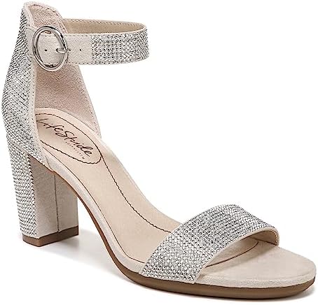 LifeStride Womens Averly Glitz Dress Heeled Sandal, Natural, 10 Wide US | Image 3