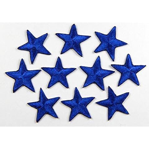 Blue Star Patches > Pack of 20 > Embroidered > Iron-on > 1" (25mm) Hand Finished Cover