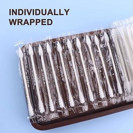 200 Count Individually Wrapped Cotton Swabs, Travel Cotton Swabs, Cotton Stick, Spiral Pointed Cotton Swab - Image 2