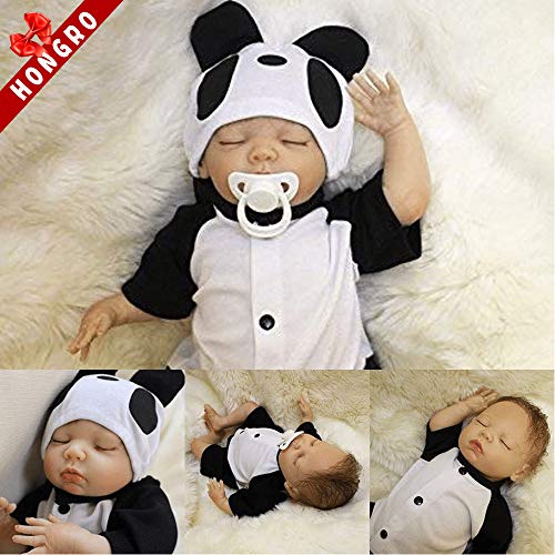 HONGRO 50 cm Reborn muñeca de Silicona Suave Lindo y Lindo Chico Lindo Panda Disfraz muñeca Hecha a Mano Reborn Baby Doll niños, Adecuado para niños y niñas Mayores de 3 años.
