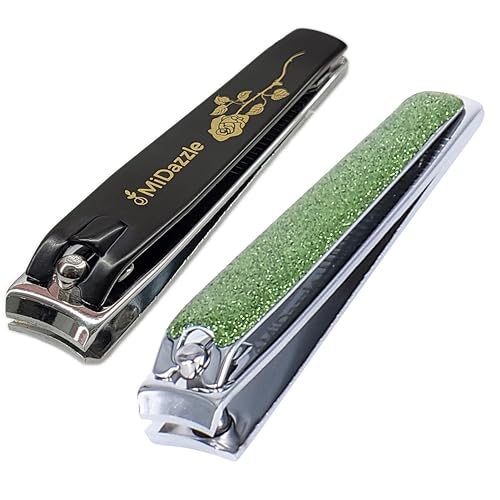 Image of Nail Clipper 2 Piece with Anti-Slip Grip for Men & Women | Stainless Steel Nail Trimmer for Fingernails & Toenails | Nail Cutter | Professional Manicure Pedicure Kit Tool - Pack of 2