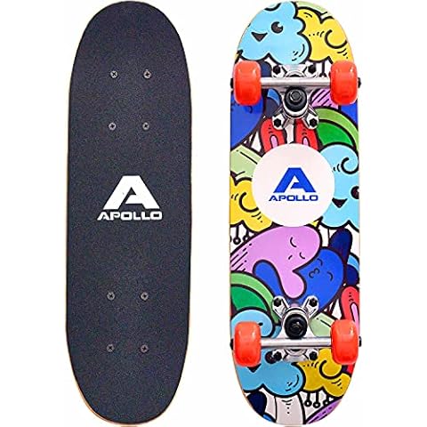 Apollo Kinder Skateboard, | kleines Komplett Board mit ABEC 3 Kugellagern und Aluminium Achsen | Coole Designs für Kinder | Cruiser Boards für Mädchen und Jungs | Kinder Skateboard ab 3 Jahre Cover