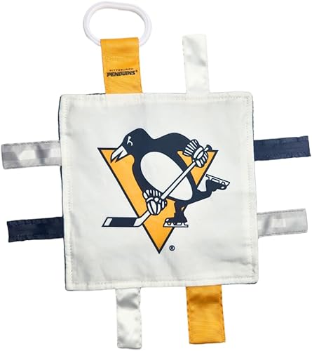 Pittsburgh Penguins - Juguete de etiqueta para bebé, juguete sensorial de hockey de la NHL para bebé, suave y seguro, juguete ideal para cochecito