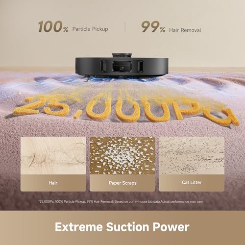 Image of DREAME D30 Ultra Robot Vacuum and Mop, 25,000Pa Powerful Suction, All-in-One Base Station with 100 Days Auto-Empty, MopExtend Tech for Edge Cleaning, Smart Obstacle Avoidance, Black