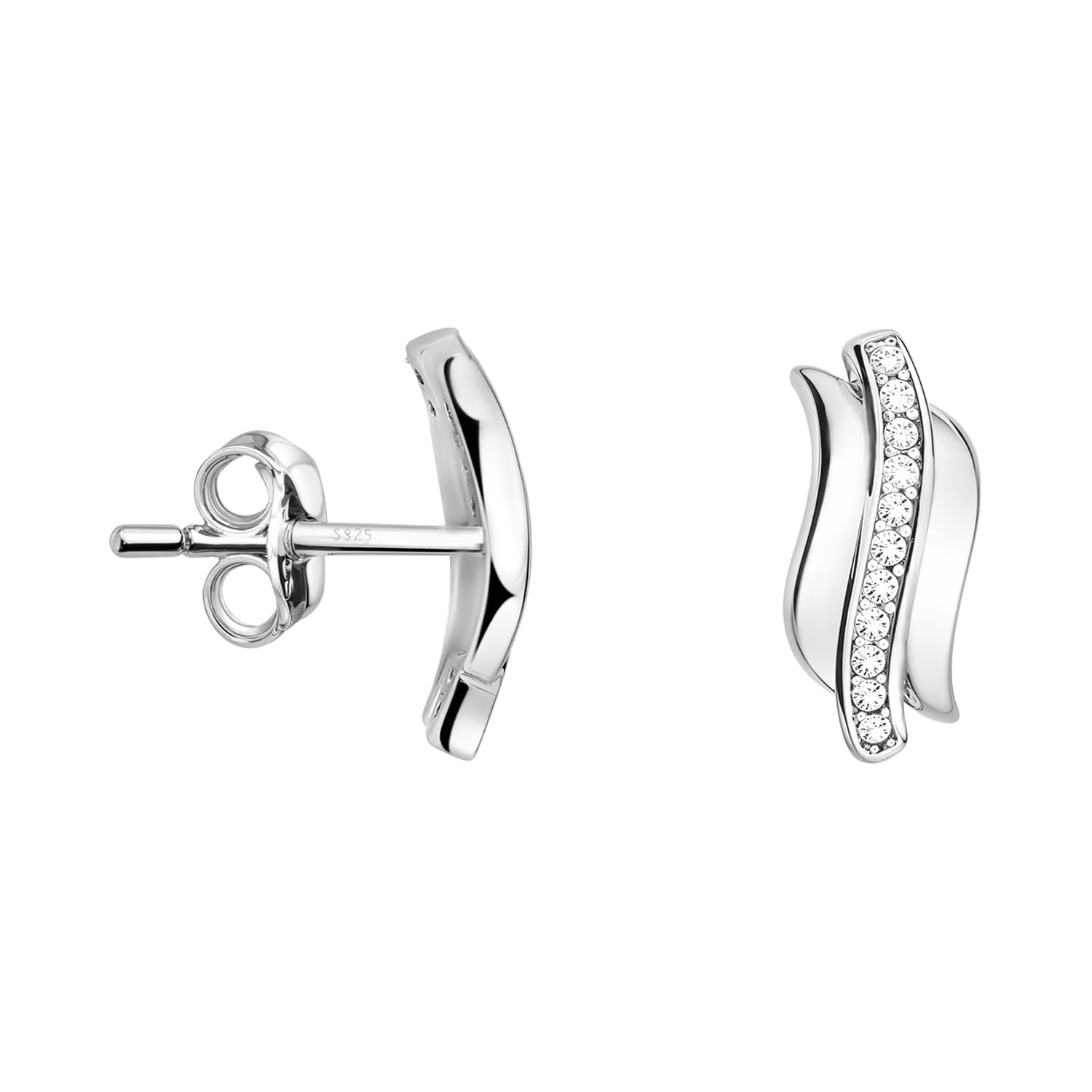 SOFIA MILANI - Damen Ohrringe 925 Silber - mit Zirkonia Steinen - Welle Spirale Ohrstecker - 20492