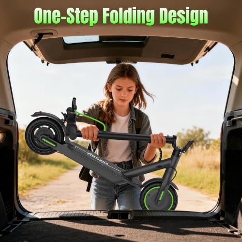 Image of WERHY Foldable Electric Scooter for 7.8 inch-9.4 inch feet, 350W Motor, Max 12 Miles Long Range, 19 MPH Max Speed, 8.5 inch Solid Tire, Lightweight Foldable E-Scooter with Dual Braking, Digital Display