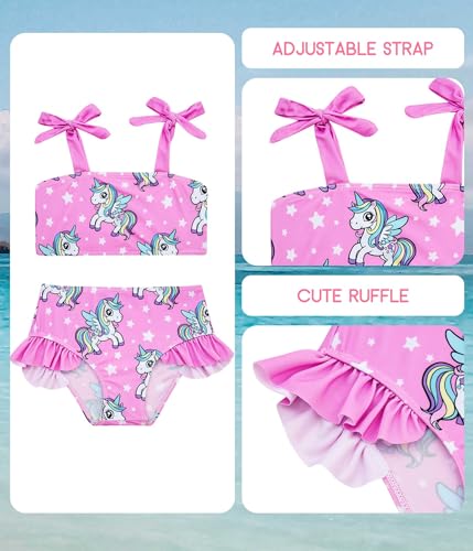 Image of Girls Swimsuit One-piece Bikini Set Two Sets Matching Bathing Suits 2-6T Adjustable Strap Summer Beach