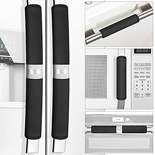 Miss.Silk Refrigerator Door Handle Covers, 5PCS, Sleek and Form-Fitting, Keep Your Fridge, Stove, Oven, Microwave, Dishwasher Clean from Smudges, Drips, Food Stains, Oil, Save Your Time! (Black)