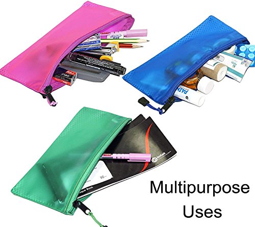 Image of TULMAN 10 Pieces Transparent Waterproof Storage Pouch Travel Organizer Mesh Bag with Zipper for Cosmetic Jewelry Makeup Pen Pencil Case (Color May Vary) (Stationery Pouch 10)