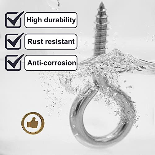 Acczio 8 Pack 304 Stainless Steel Eye Screws,2.5 Inch M6 Heavy Duty Eye Hooks Screw thumb #5