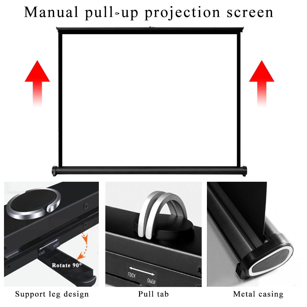 Projector Screen Da Tavolo Manuale Pull Up 20 30 40 50 Pollici Schermo Di Proiezione Avvolgibile Telo Videoproiettore Per Ufficio Scuola(50inch (16:9))