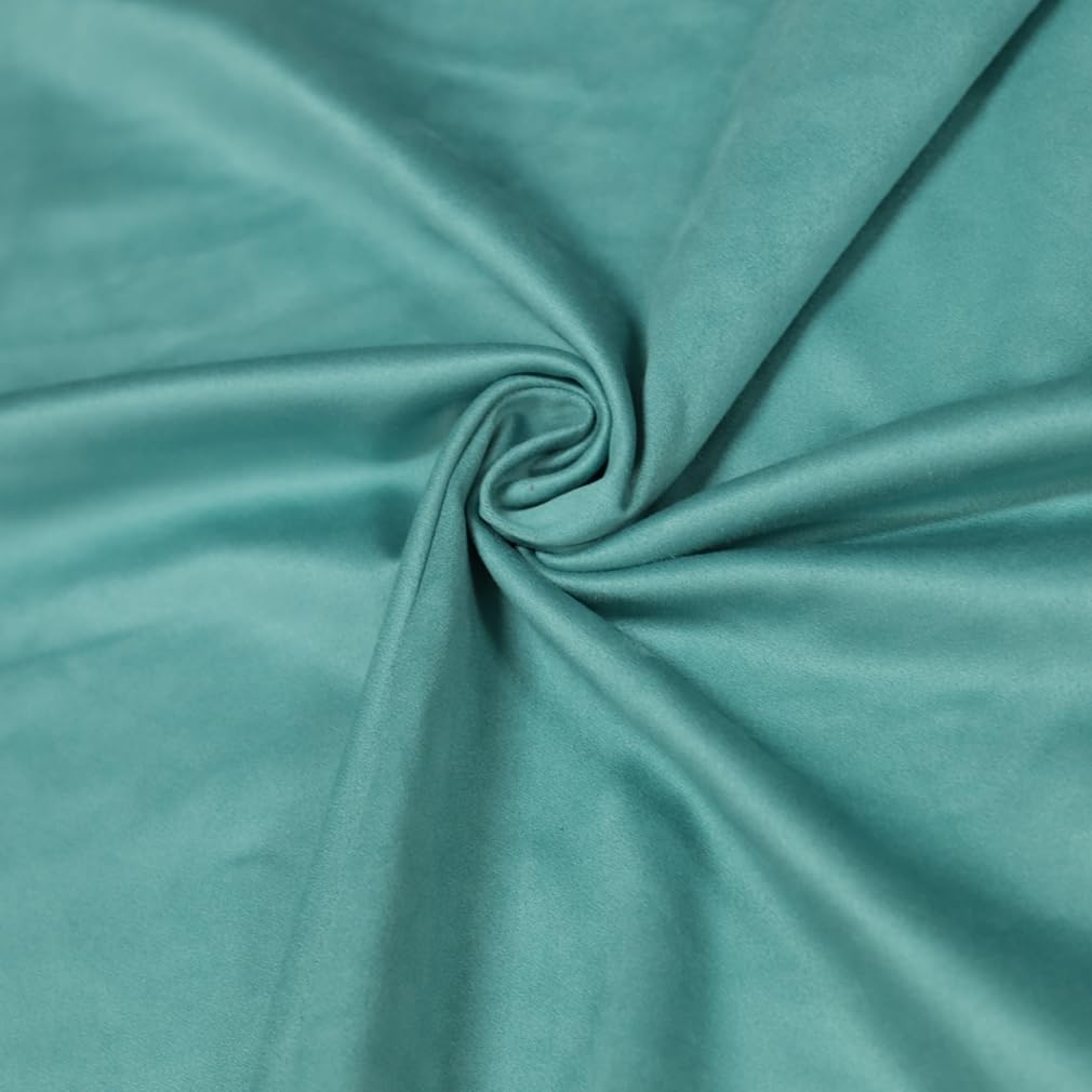 (2 Yard) Heavy Weight 4 Way Stretch Microfiber Suede Fabric 260 GSM Polyester Knit Double Side Sueding Cloth for Upholstery,Apparel,DIY,Teal